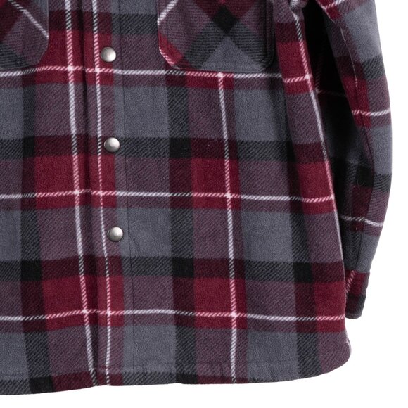 Freedom Foundry Dry Goods Fleece Jacket L 14 16 Plaid Red Gray Snap Plush Lining - Picture 6 of 7